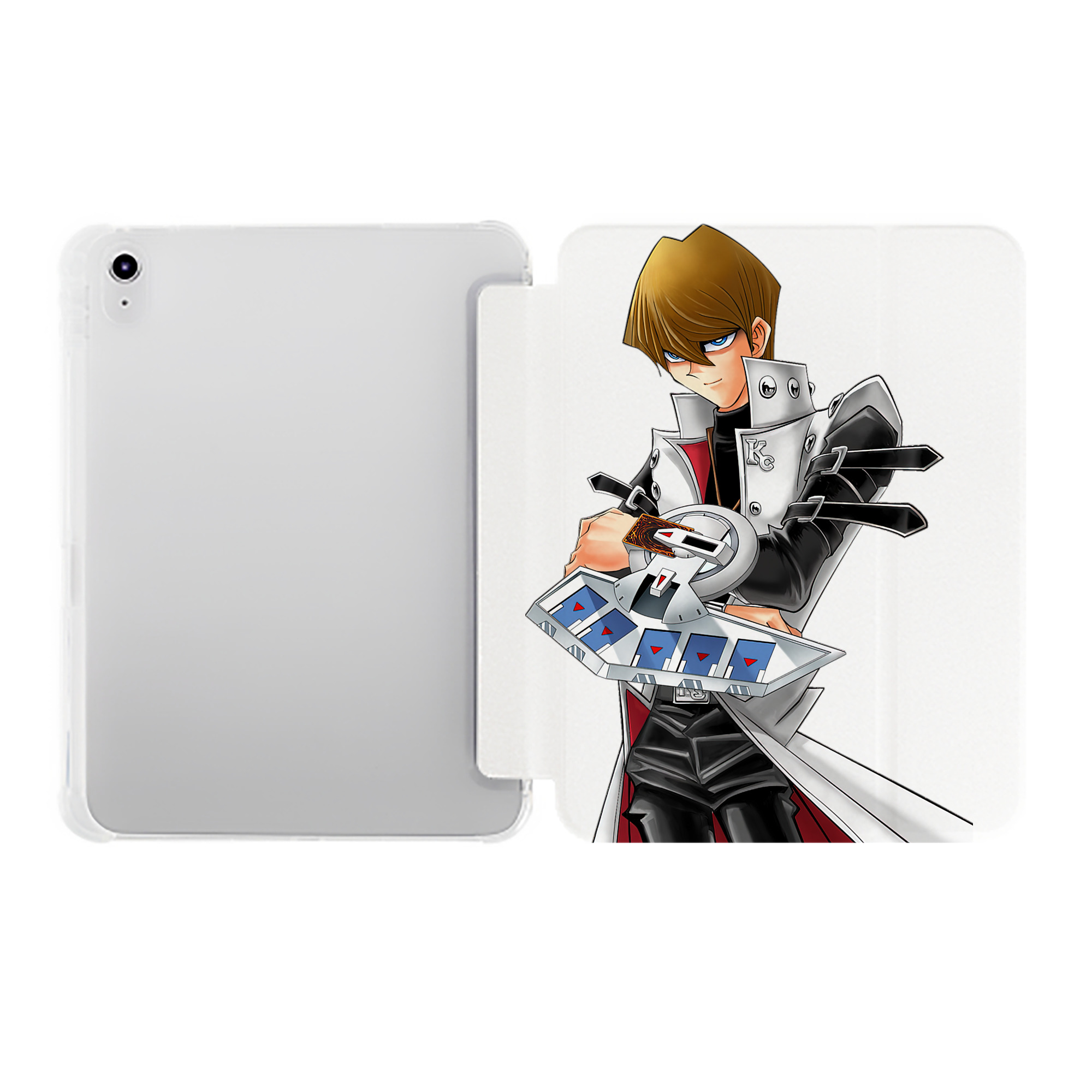 （画像用） 遊☆戯☆王 Yu-Gi-Oh! IPad ケース ペン収納付き 三つ折りスタンド PUレザー×シリコン 対応機種9.5/10.5/10.9インチ